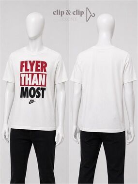 Nike White Short-Sleeve Tee with Red and Black 'Flyer Than Most' Graphic